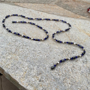 Magnetic Hematite adjustable strand - royal blue